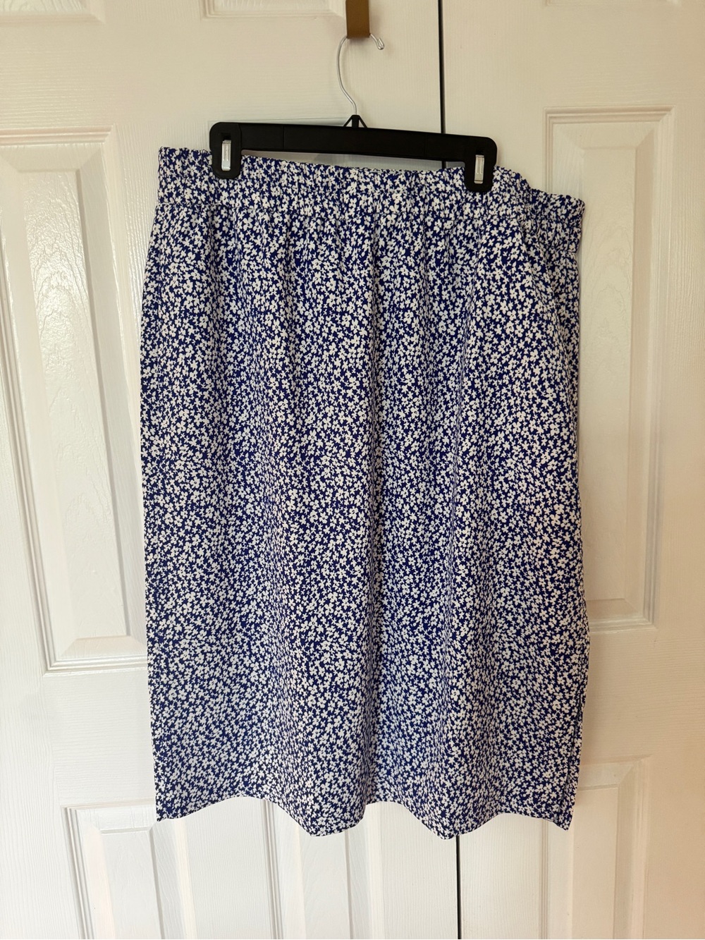 J.Crew Factory NWT Blue Floral Pull-On Midi Skirt XL Workwear